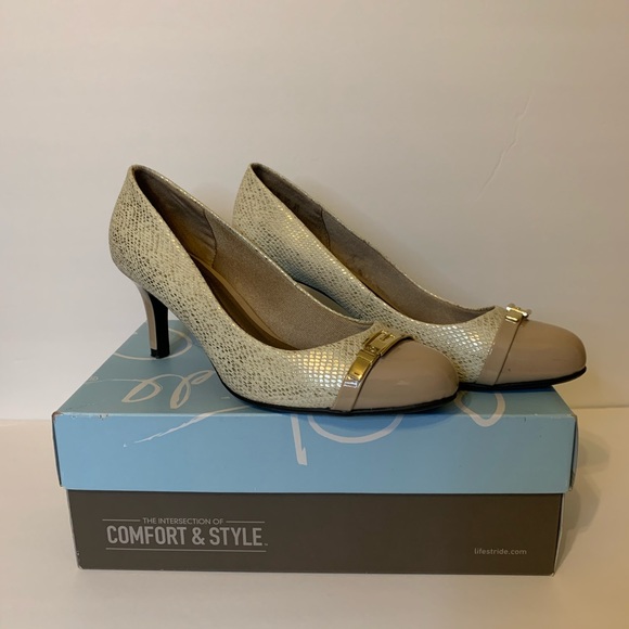LifeStride Shoes - LifeStride Beige Snakeskin Patterned Lover Pumps